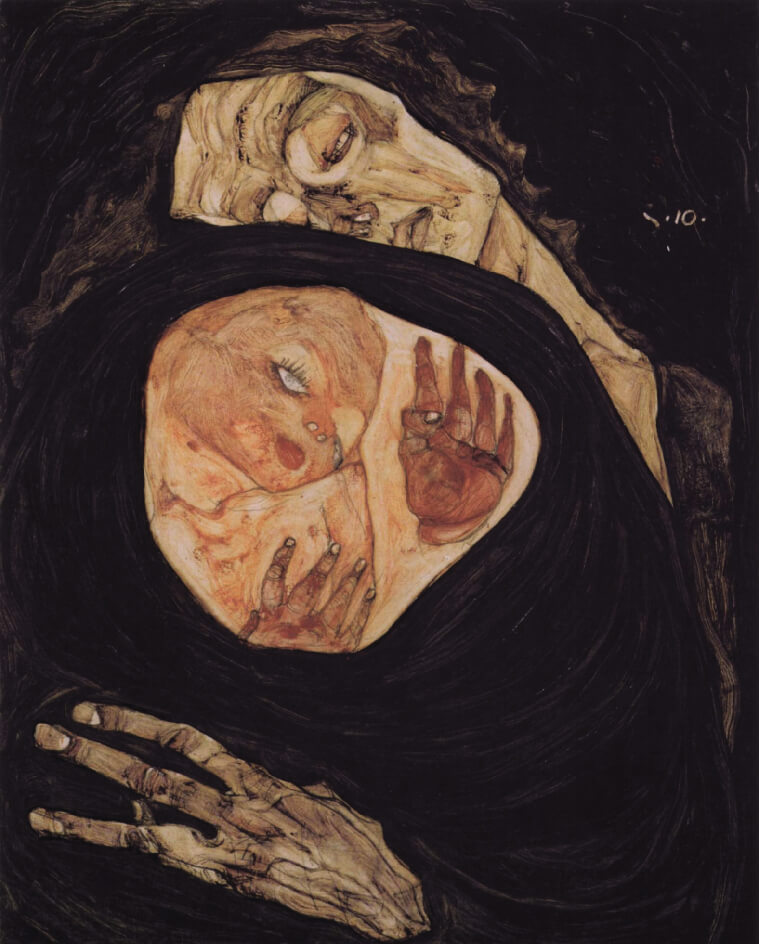 760x944 The Very Famous Egon Schiele - Love And Pain Painting