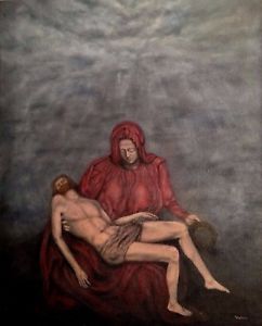 242x300 Original Oil Painting Mother Mary By Robert Ventura, Pain Love - Love And Pain Painting