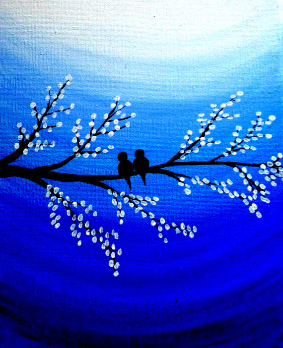 570x702 Christmas Sale Love Birds Original Acrylic Canvas Painting - Love Birds Canvas Painting