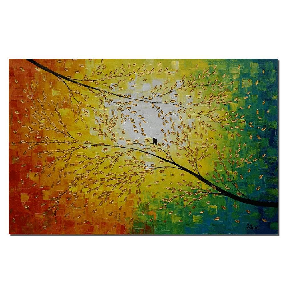 1012x1012 Large Painting, Love Birds, Canvas Wall Art, Original Acrylic - Love Birds Canvas Painting