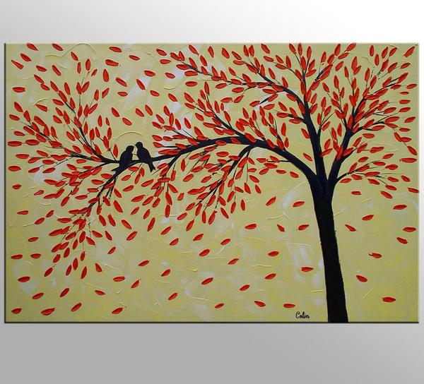 600x544 Abstract Bird Paintings Page 2 Paintingartwork - Love Birds Canvas Painting