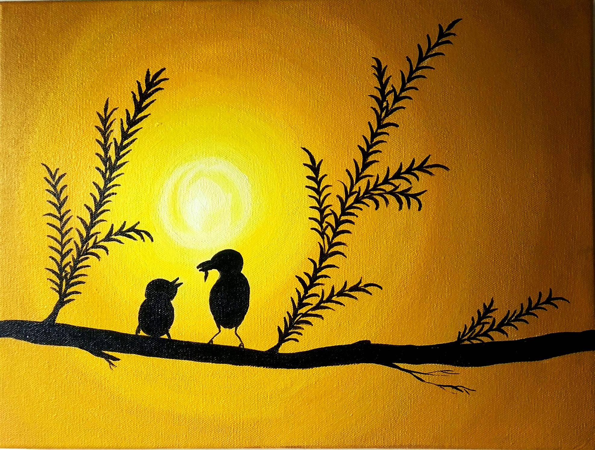 1976x1496 Motherly Love Birds Canvas Painting - Love Birds Canvas Painting