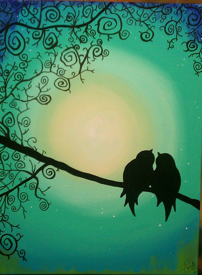 706x960 Pin By Evelyn Rodriguez On Painting Bird, Paintings - Love Birds Canvas Painting