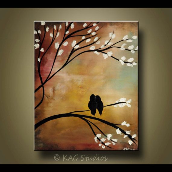 570x570 So Sweet And In Our Colors Resim Tree Art, Bird - Love Birds Canvas Painting