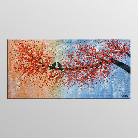 480x480 Buy Love Birds Painting Online, Abstract Bird Art, Bird Painting - Love Birds Canvas Painting