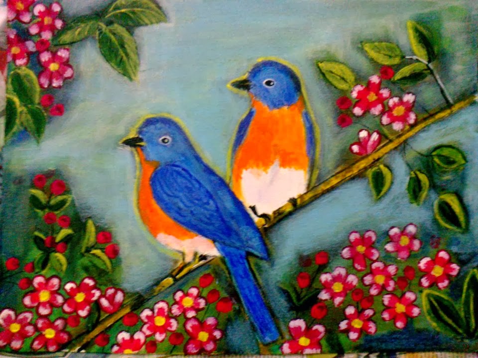 960x720 A Writer's Oasis Love Birds An Acrylic Painting - Love Birds Painting