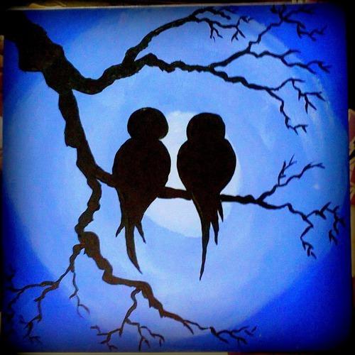 500x500 Love Birds Painting And Black Art Painting Service Provider Jazz - Love Birds Painting