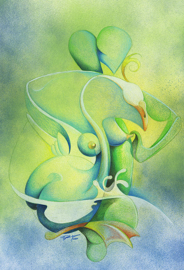 616x900 Love Birds Painting By Adam Parsons - Love Birds Painting