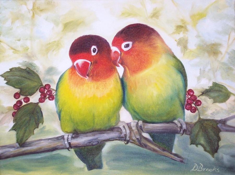 900x671 Love Birds Painting By Dorothy Brooks - Love Birds Painting