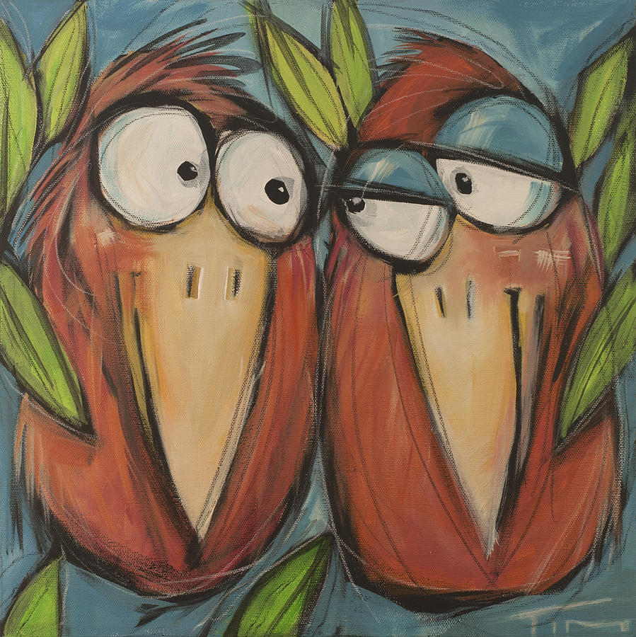 899x900 Love Birds Painting By Tim Nyberg - Love Birds Painting