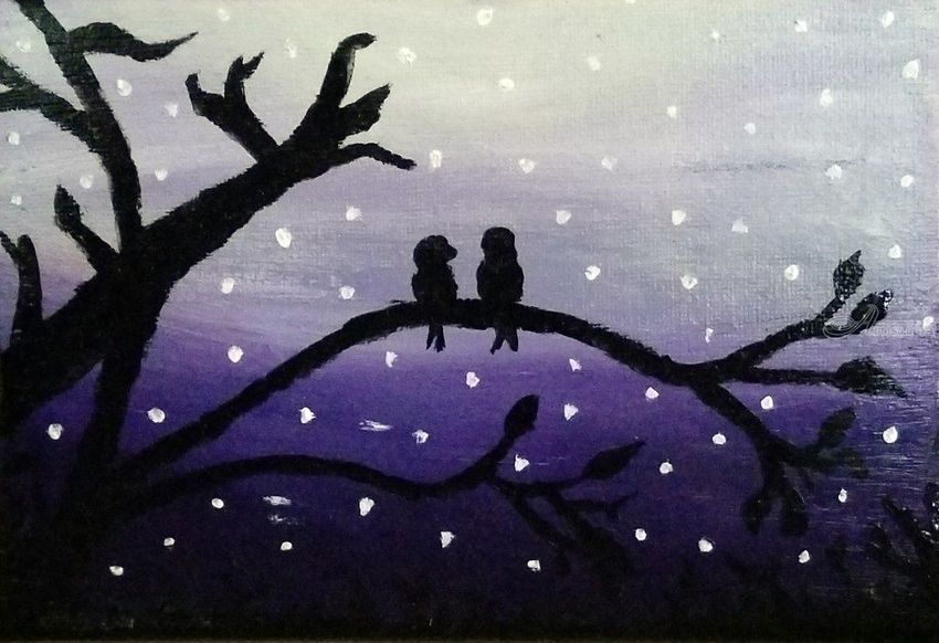 850x582 Love Birds Paintings By Robert Given - Love Birds Painting