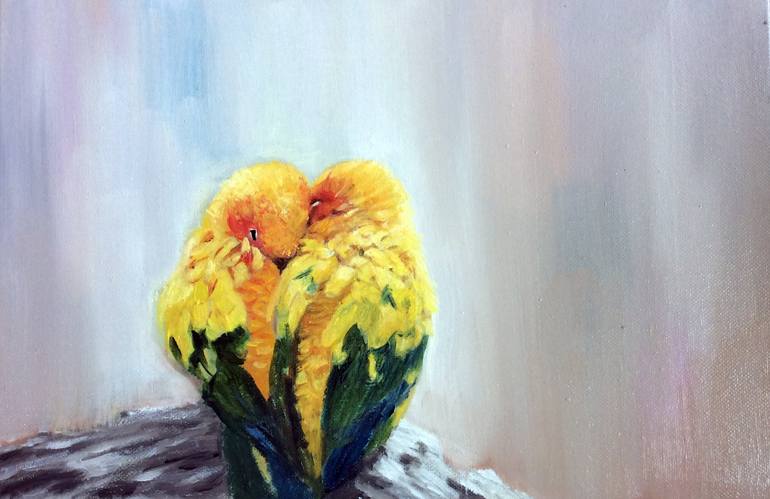 770x499 Saatchi Art Love Birds Painting By Hannah Hsu - Love Birds Painting