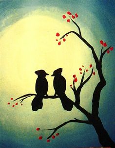 236x302 Love Birds Paintings - Love Birds Painting