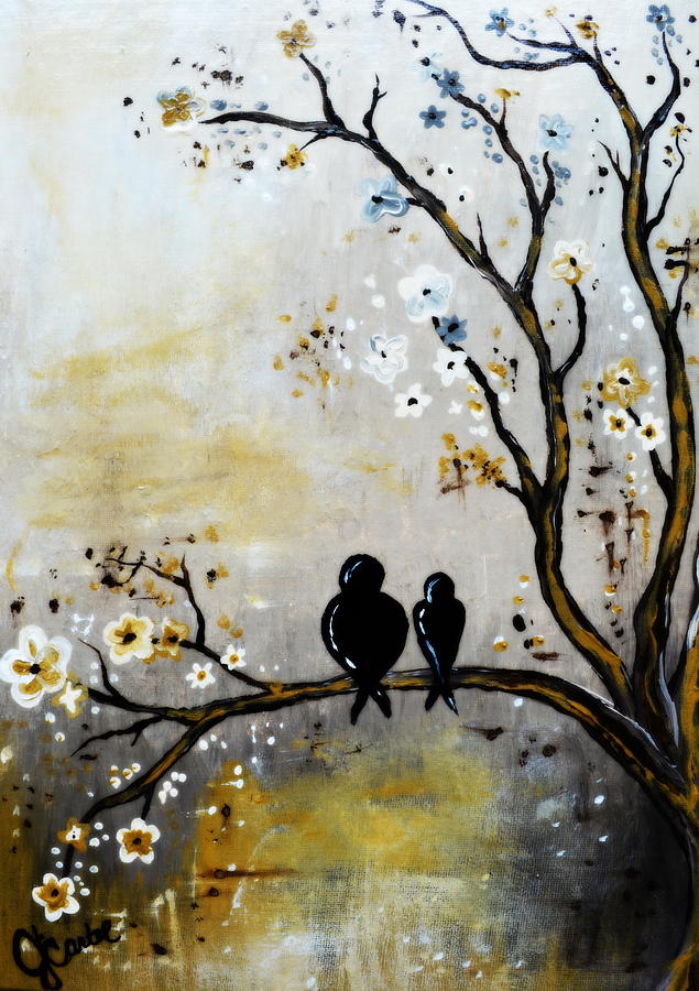 635x900 Classical Love Birds Painting By Jennifer Carter - Love Birds Painting