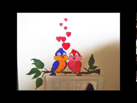 480x360 Diy Acrylic Colours Love Birds Wall Painting - Love Birds Painting