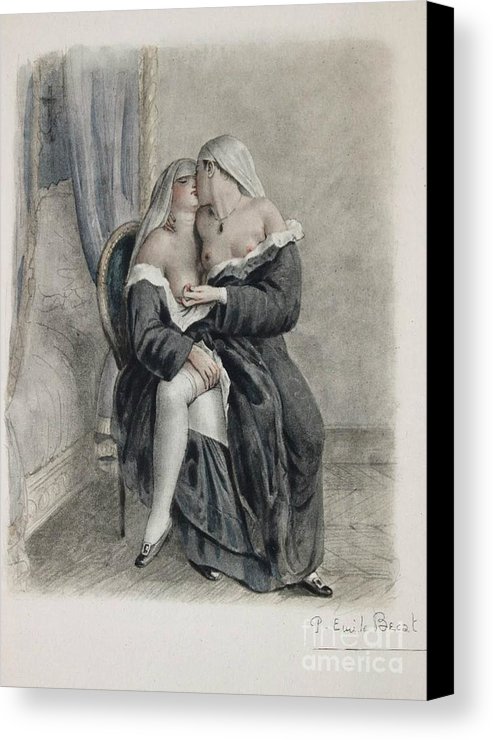 493x740 Nuns Making Love Canvas Print Canvas Art By Paul Emile Becat - Love Canvas Painting