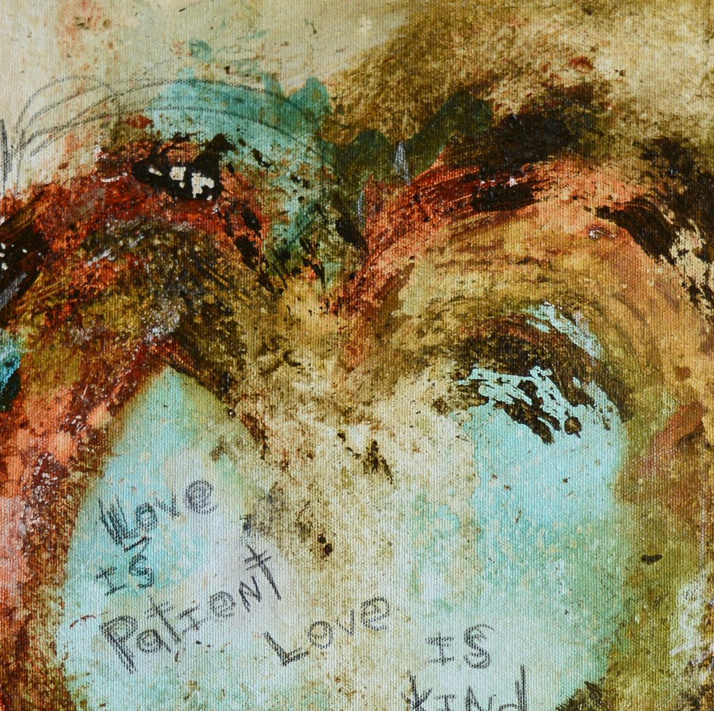 1024x1019 Scripture Art. Abstract Heart Art Print With 1 Corinthians 13 Love - Love Is Patient Painting