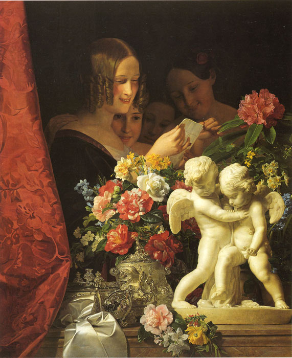 571x700 Ladies Reading A Love Letter, 1841 - Love Letter Painting