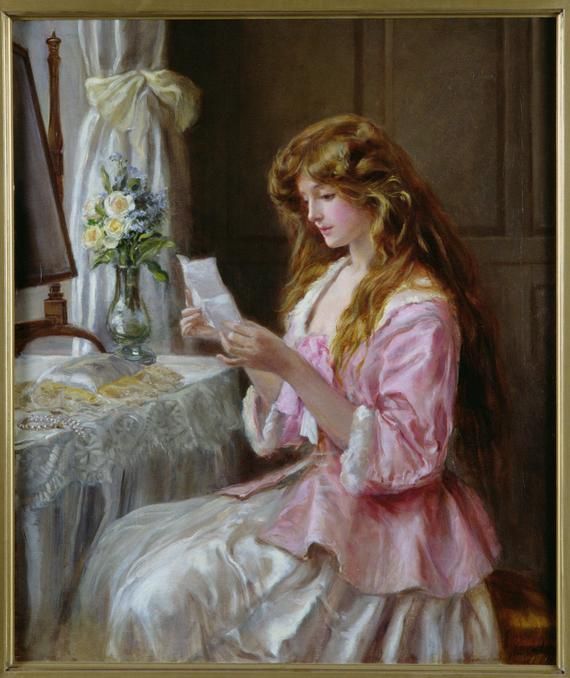 570x678 The Love Letter, 1904by Nina Hardy Paintings - Love Letter Painting