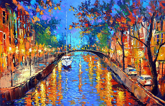 570x366 Romantic Evening Large Landscape Love Oil Painting On Canvas - Love Oil Painting