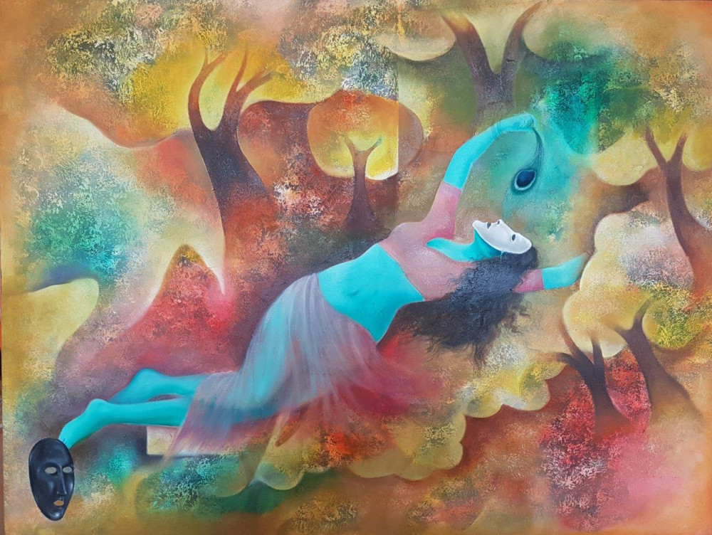 1000x752 The Divine Love, Painting By Durshit Bhaskar Contemporary - Love Painting