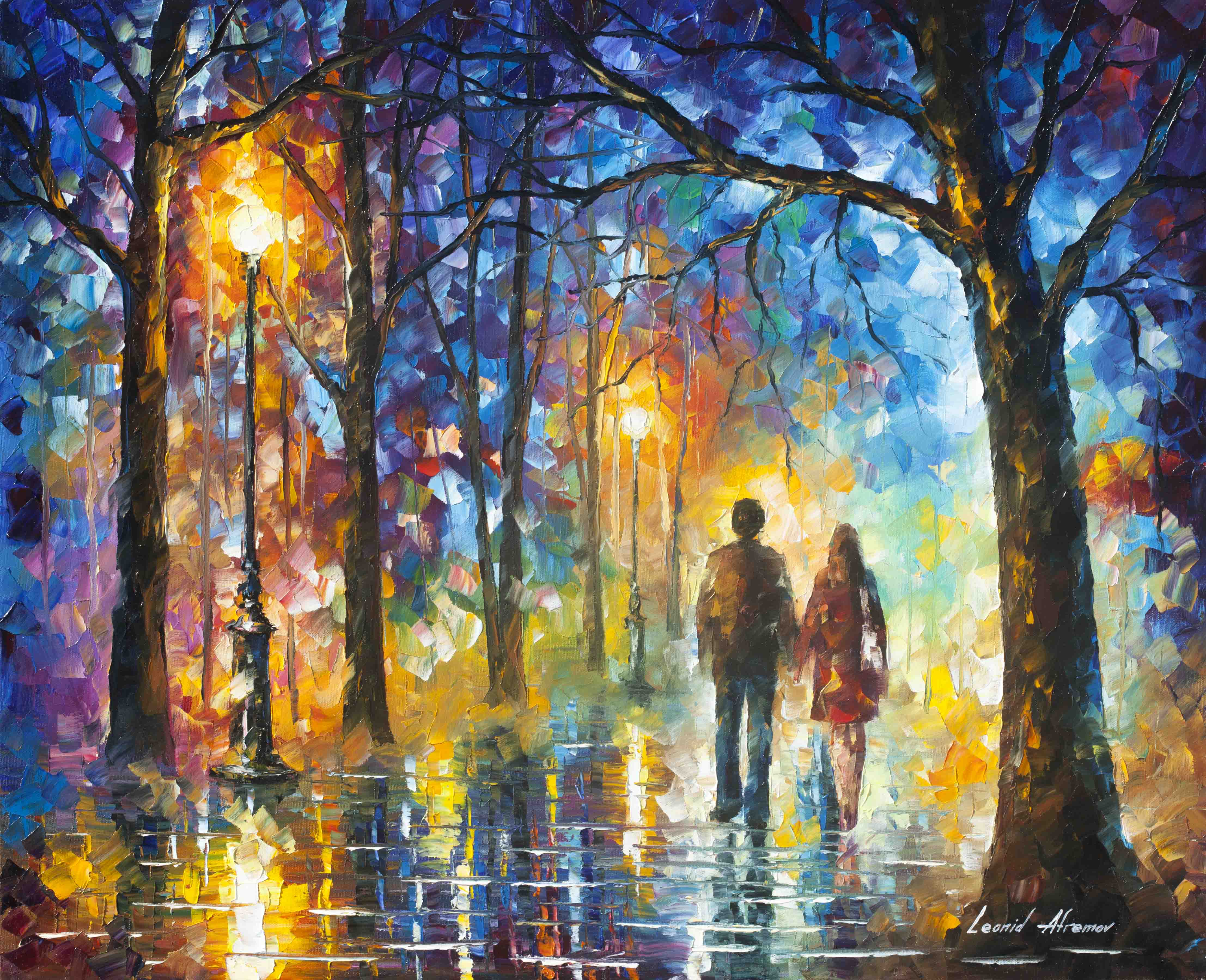4428x3600 Afremov, Original, Oil, Painting, Palette Knife, Impressionist - Love Painting