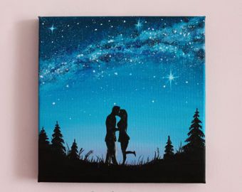 340x270 Small Painting Milky Way Love Painting Kiss Oil Painting On Canvas - Love Painting Images