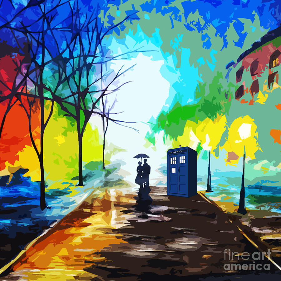 900x900 Tardis Art Love Story Painting By Mahniar Rangkuti - Love Story Painting