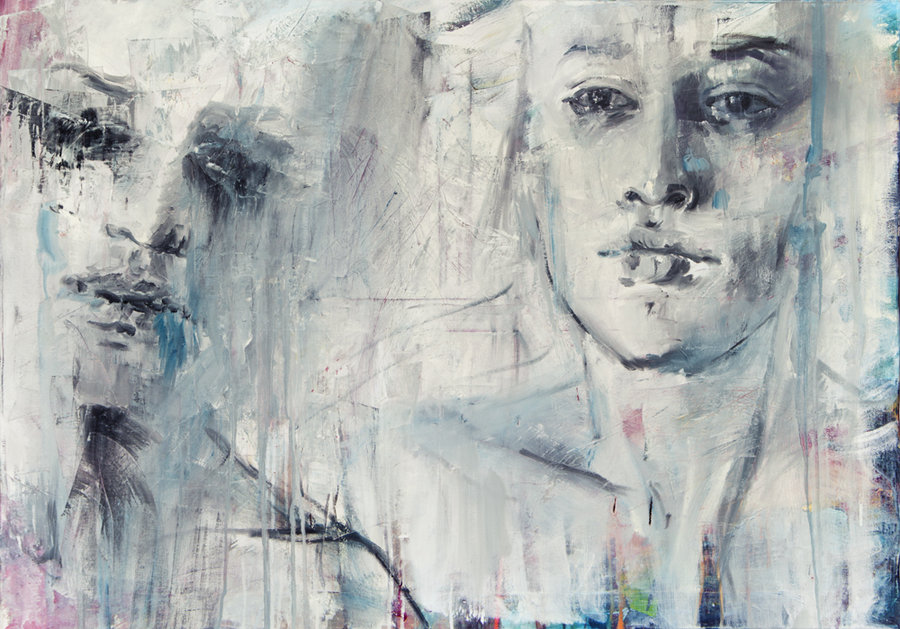 900x629 Our Great Love Story By Agnes Cecile - Love Story Painting