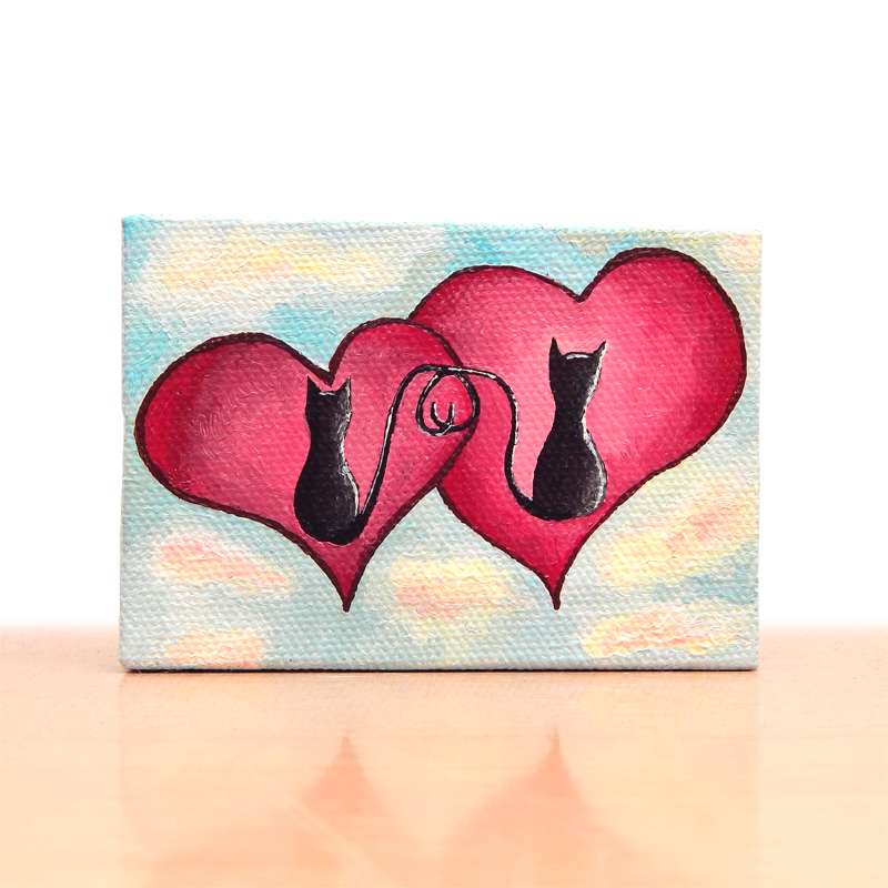 800x800 I Love You More Aceo Original Painting By Hjmart - Love You More Painting