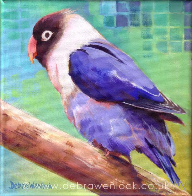 612x624 Lovejoy The Lovebird Painting Debra Wenlock Artist - Lovebird Painting