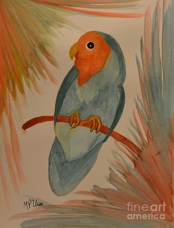 684x900 Peach Faced Lovebird Painting By Maria Urso - Lovebird Painting