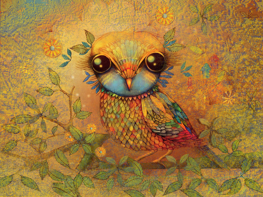 900x675 The Love Bird Painting By Karin Taylor - Lovebird Painting