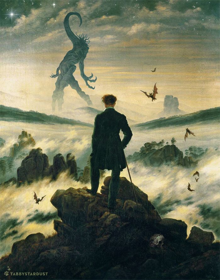 700x890 Dreamer Above The Mist Based On This Painting By Caspar David - Lovecraft Painting