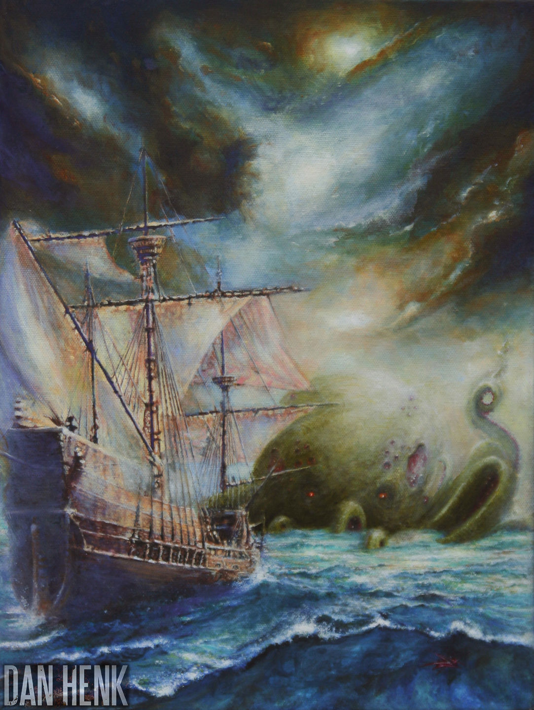 1083x1440 Danhenkthe Old Ones Oil 11in X 16in Used On The 2015 Horror - Lovecraft Painting