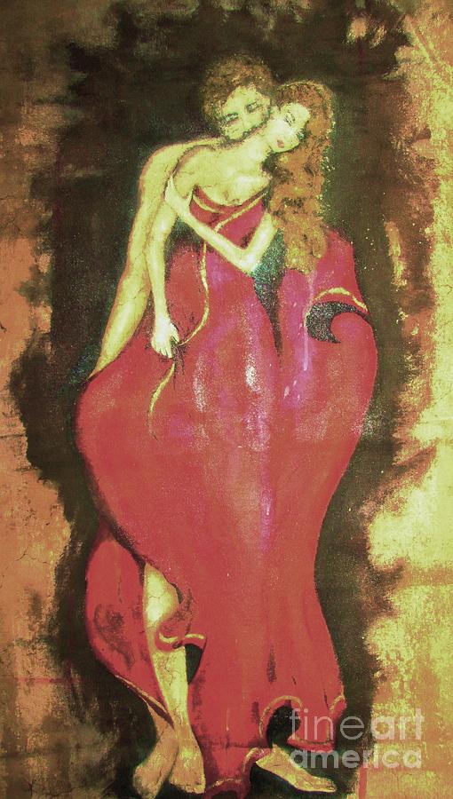 510x900 Lovers Embrace Painting By Liz Lafalce - Lovers Embrace Painting