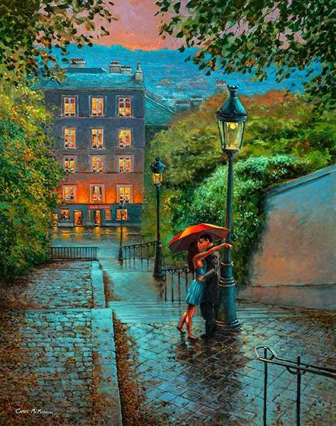 474x600 Painting And Print Of Couple Embracing - Lovers Embrace Painting