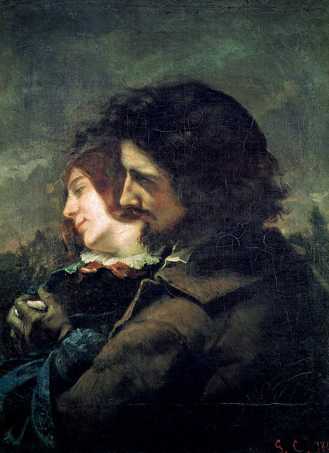 655x900 The Happy Lovers Painting By Gustave Courbet - Lovers Embrace Painting