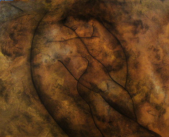 570x460 Fine Art Prints Of This Acrylic Painting Of Lovers Embracing - Lovers Embrace Painting