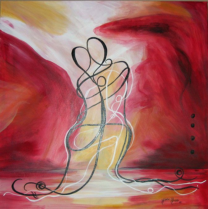 673x677 Lovers Embrace - Lovers Embrace Painting