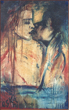 234x373 Paintings - Lovers Kiss Painting