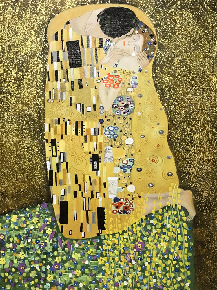 749x1000 The Kiss (Lovers) Oil Painting Reproduction Canvas By Gustav Klimt - Lovers Kiss Painting