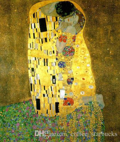 421x500 2018 Gustav Klimt The Kiss Young Lovers,pure Hand Painted World - Lovers Kiss Painting