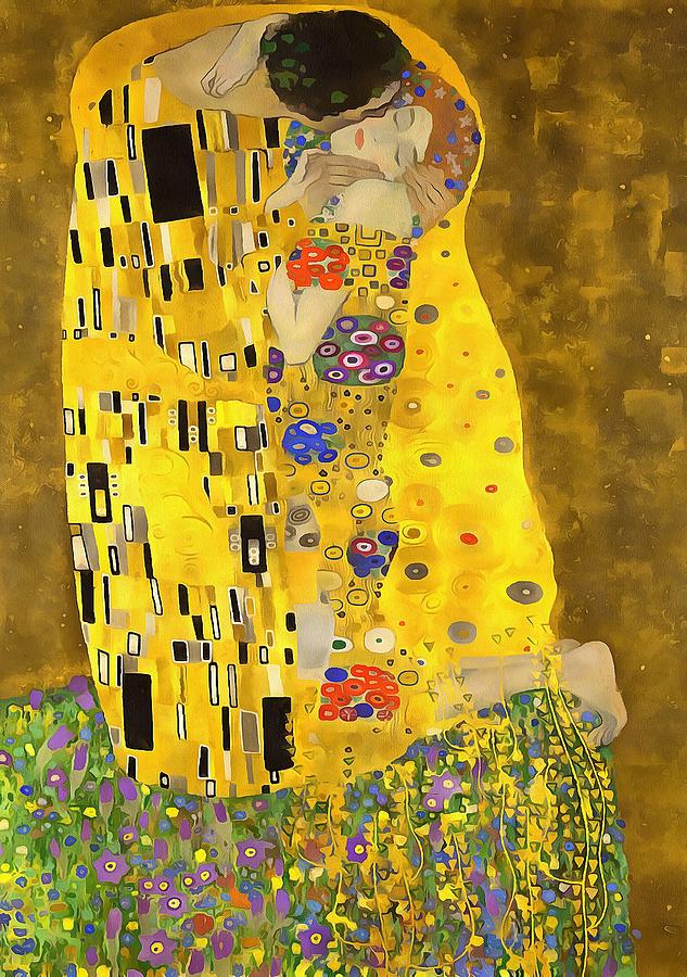 633x900 The Lovers Kiss After Klimt Painting By Tracey Harrington Simpson - Lovers Kiss Painting