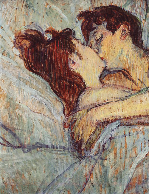 500x650 Henri De Toulouse Lautrec, In Bed The Kiss (Detail), 1892 Art - Lovers Kiss Painting