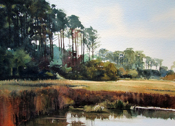 580x418 Robert Highsmith Lowcountry Tall Pines Watercolor 9 X 12 - Low Country Painting