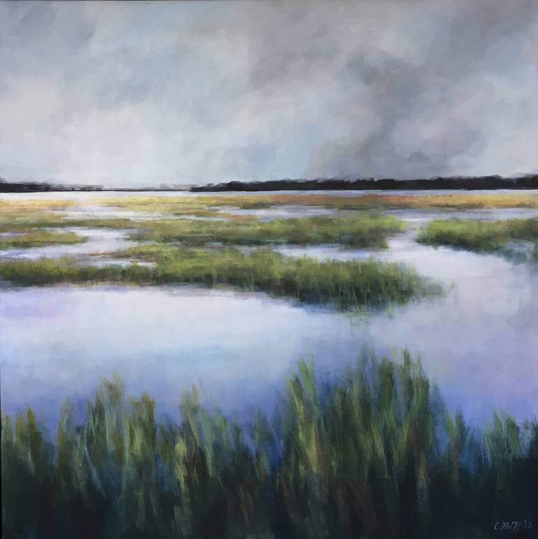 770x772 Saatchi Art Low Country Marsh Bridge View Painting By Christina - Low Country Painting