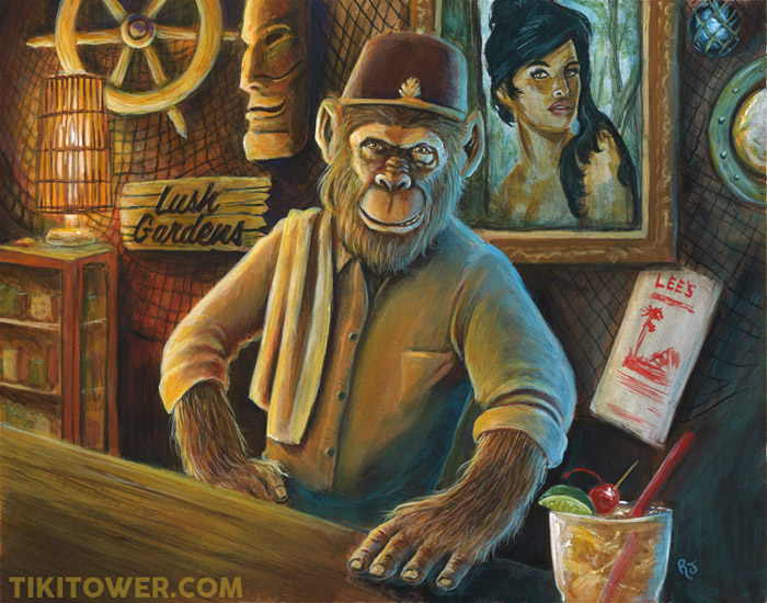 700x550 Berns At The Lush Gardens Tiki Tower The Art Of Robert Jimenez - Lowbrow Painting