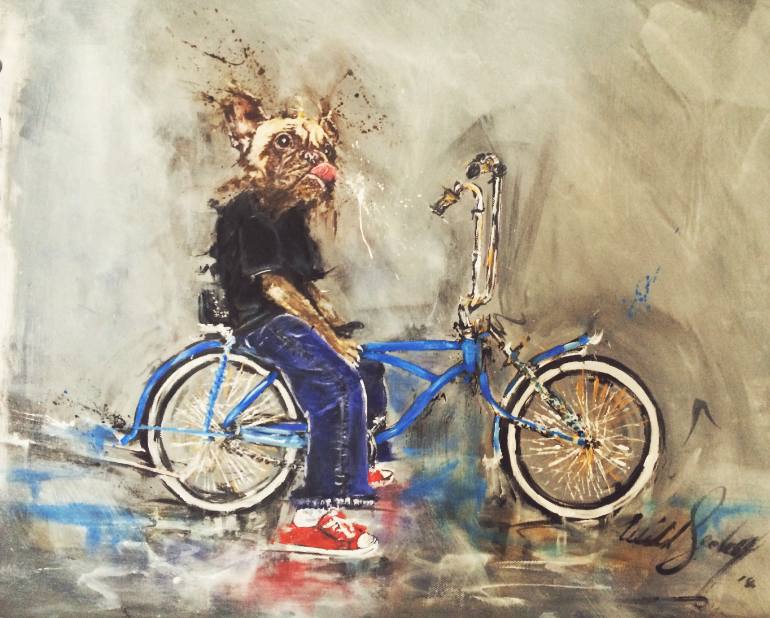 770x618 Saatchi Art Bulldog Lowrider Painting By Wild Seeley - Lowrider Painting