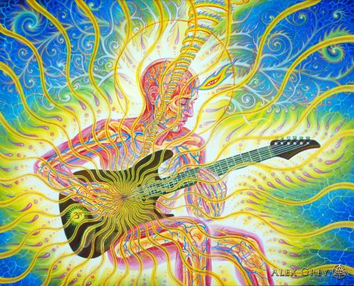 500x405 Art Trippy Music Painting Lsd Guitar Acid Psychedelic Soul Paint - Lsd Painting